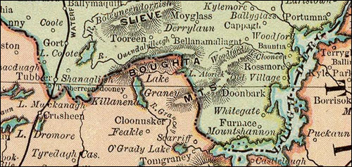 Detail from the Rand McNally map of Ireland (1897).